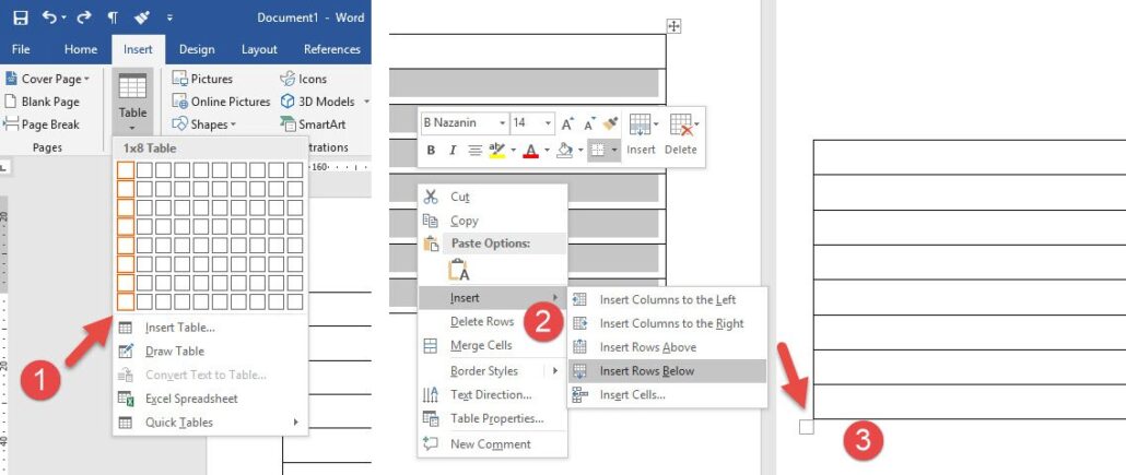 استفاده از جدول برای خط دار کردن صفحه