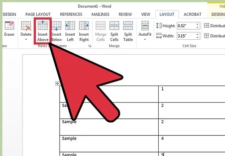 اضافه کردن ردیف یا ستون جدید در جدول ورد