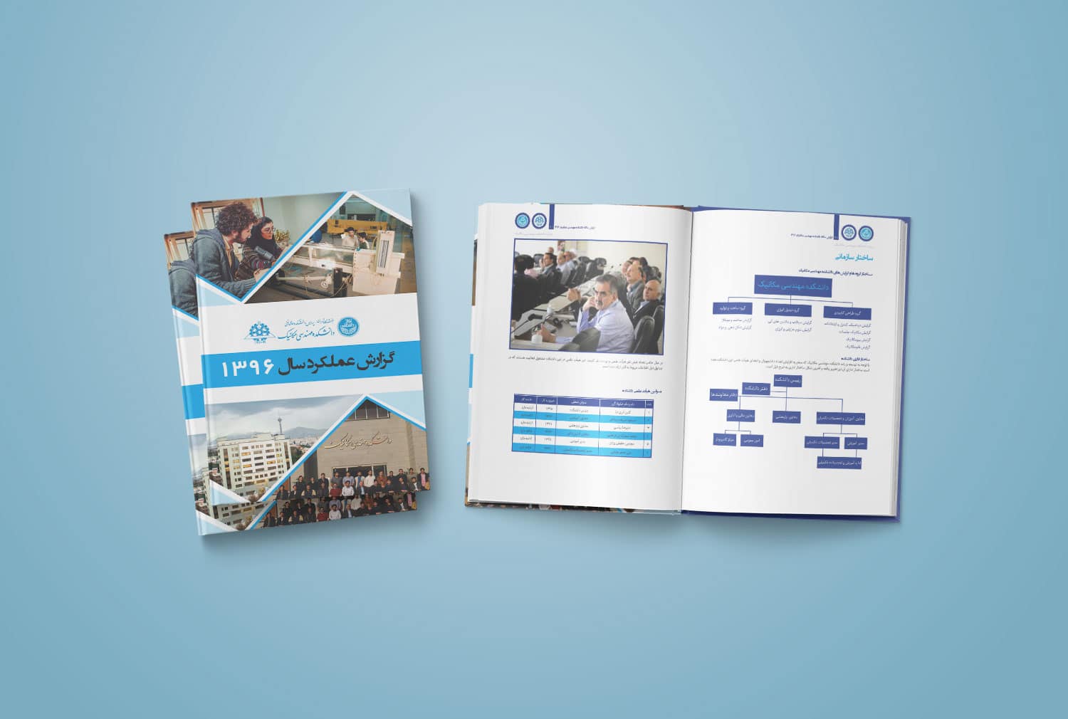 نمونه کار طراحی و صفحه آرایی گزارش عملکرد دانشگاه تهران سال 1396