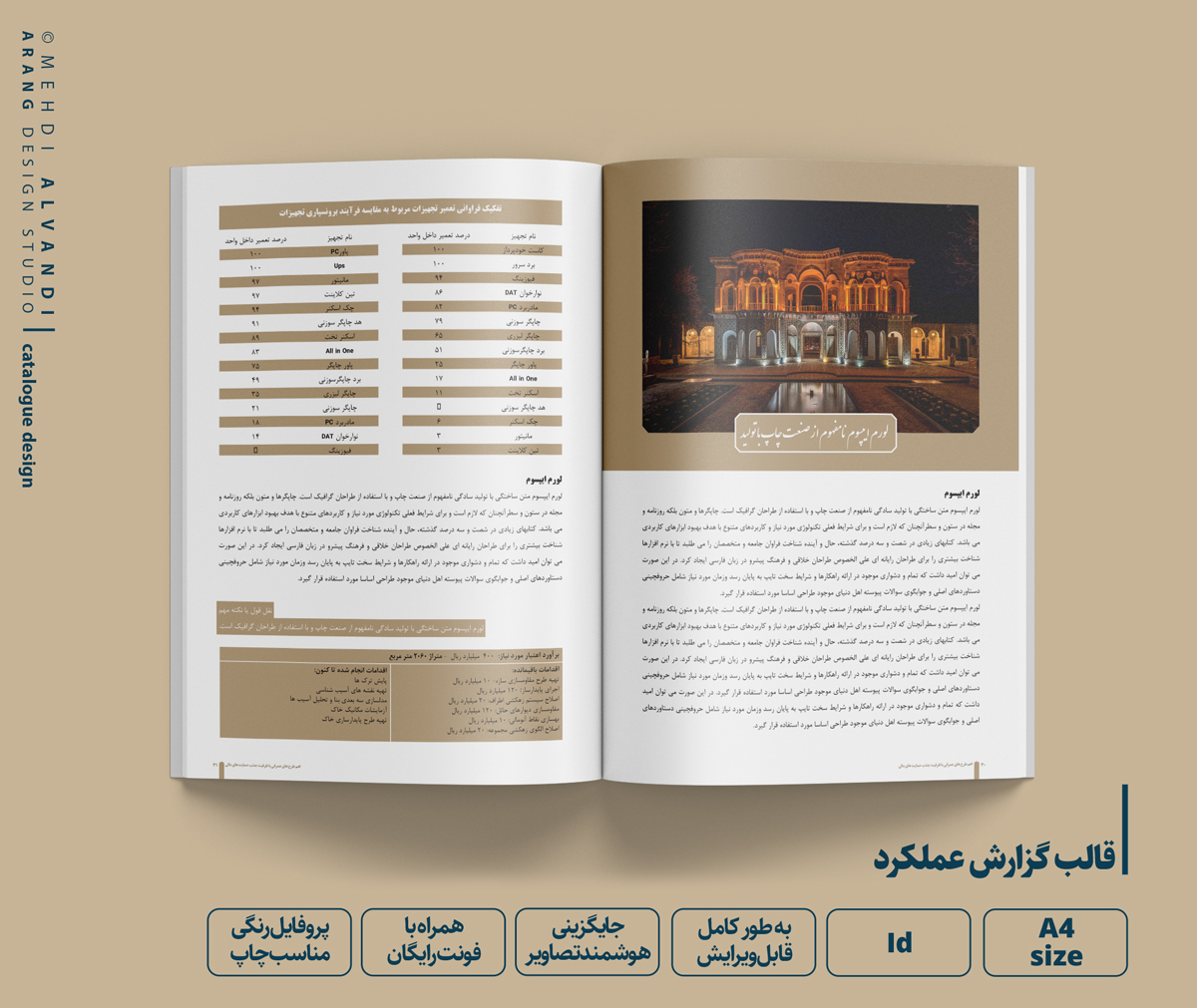 چیدمان حرفه‌ای مجله با استفاده از جدول و تصاویر