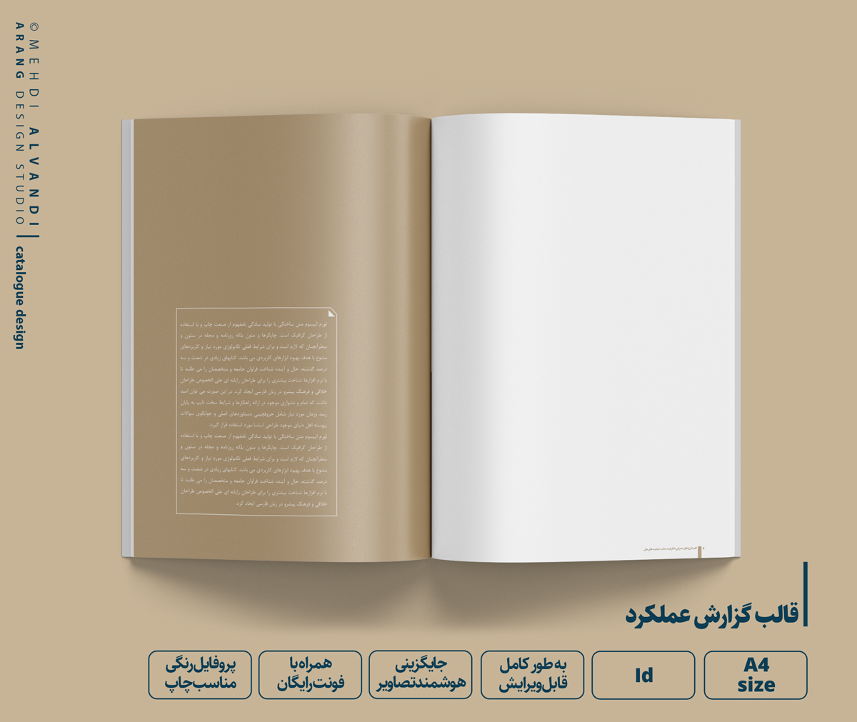 صفحه طراحی شده برای مقالات یا بخش مقدمه گزارش عملکرد